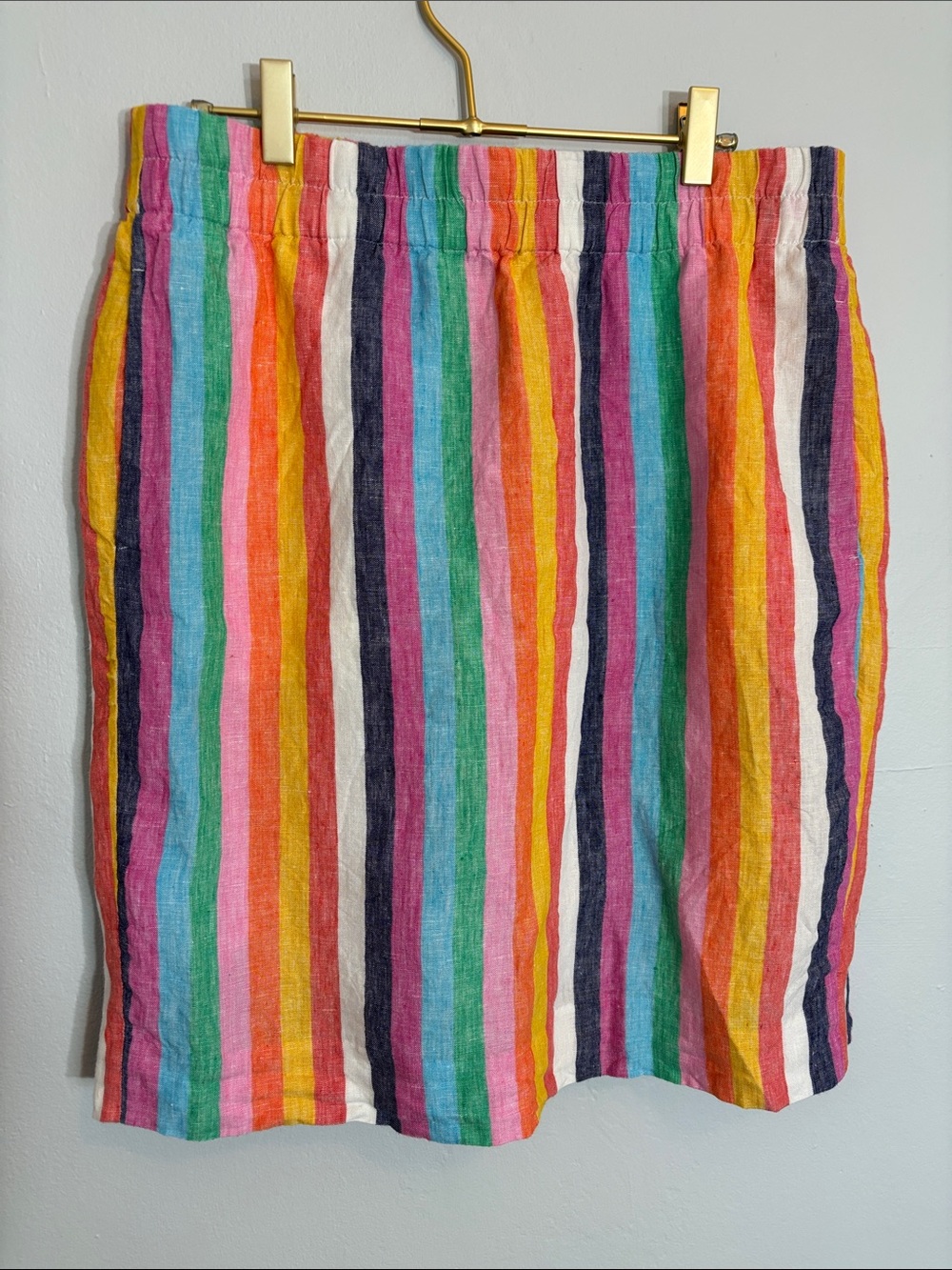 J. Crew Multicolor Vertical Stripe Linen Pencil Skirt